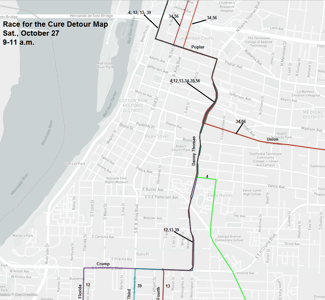 2018 Race for the Cure Detour Map